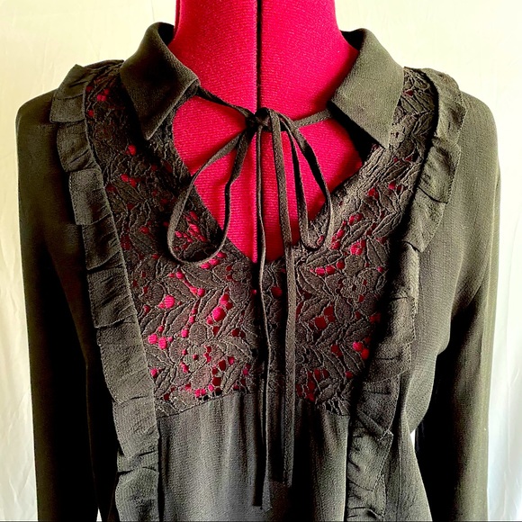 ZARA Basic Black Lace Style Blouse. Small. - Picture 3 of 7